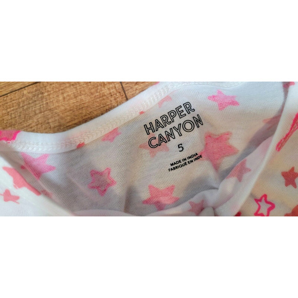 Harper Canyon Kids' Girl's Size 5 Printed Ruffle Top In Ivory Egret Bright Stars - Picture 3 of 9